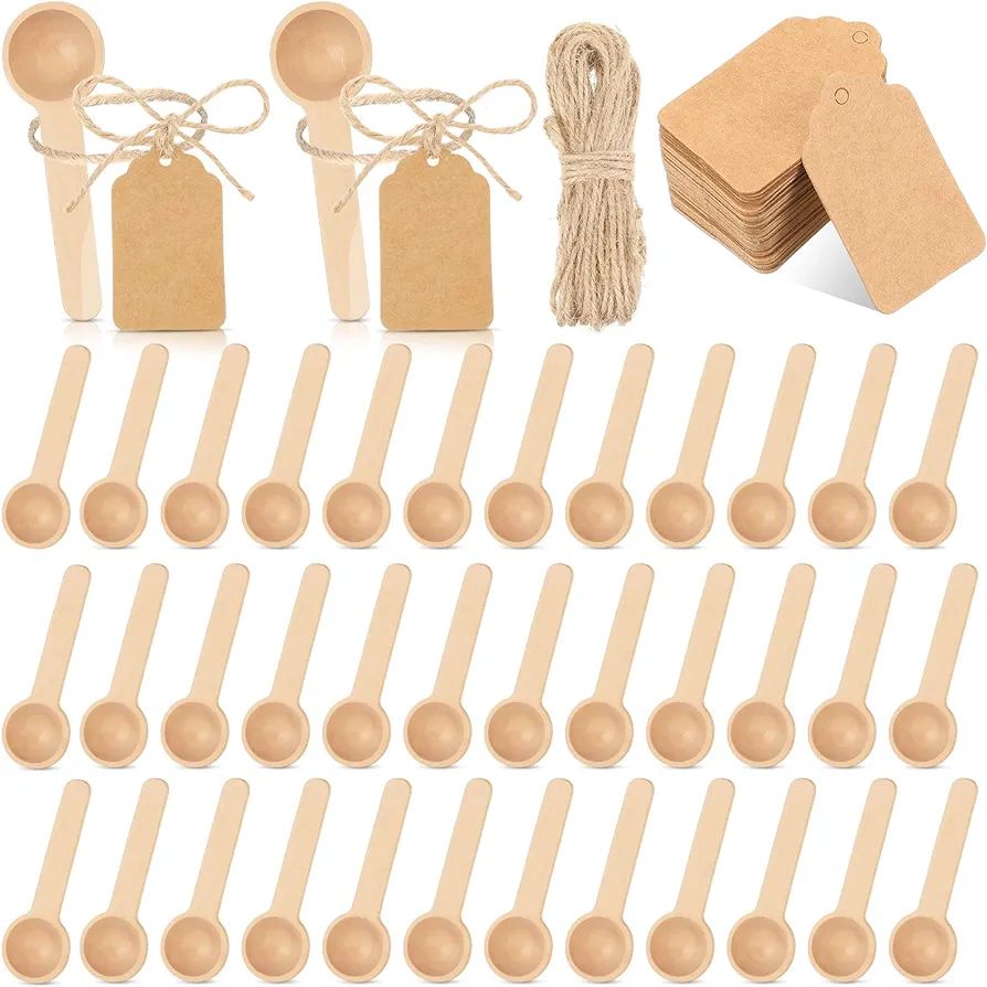 Baderke 50 Sets 3 Inch Mini Wooden Spoons Small Wooden Spoons Disposable Small Spoons for Spice J... | Amazon (US)