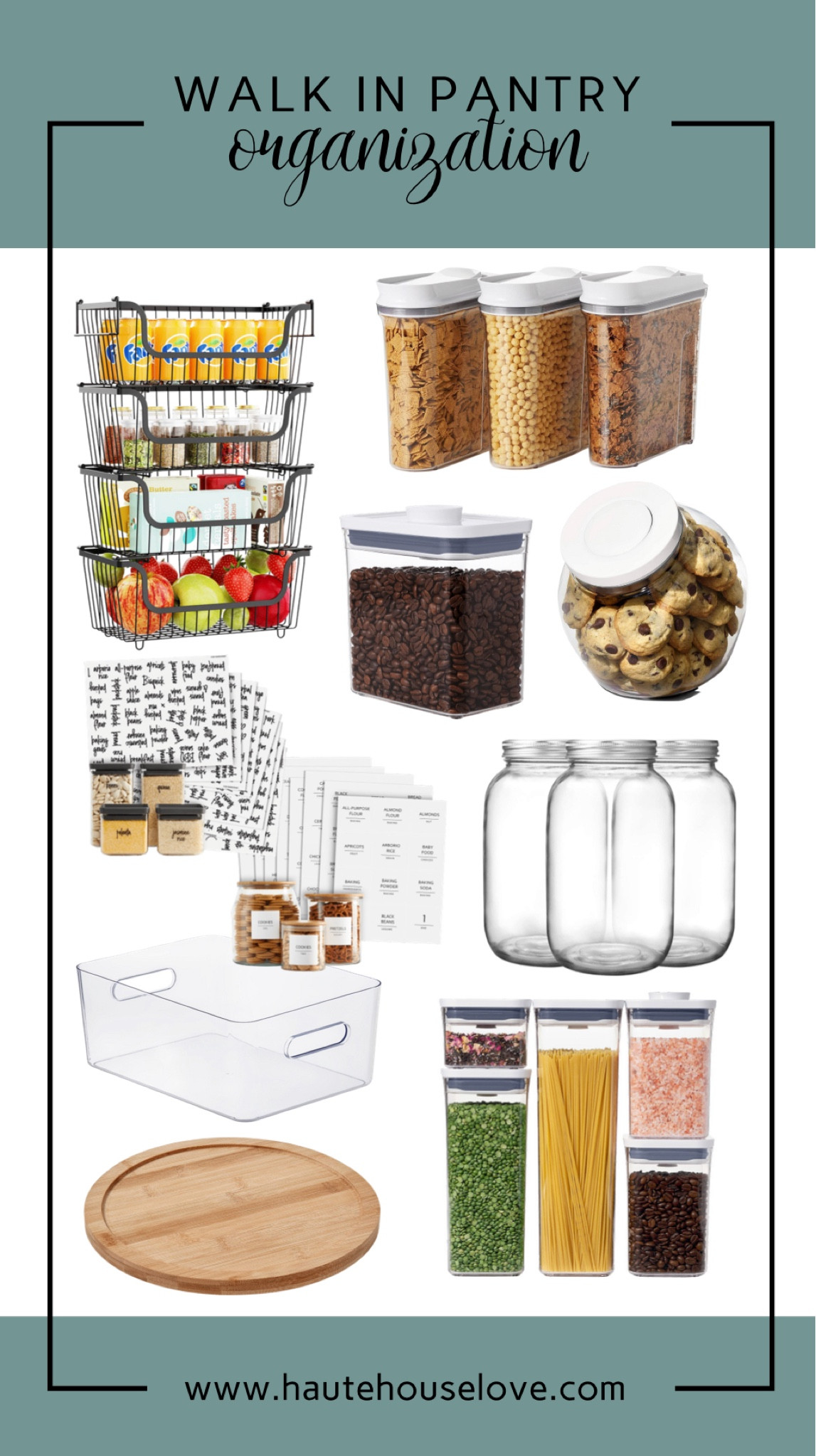 Walk in pantry organization. Pop up containers, glass containers and wire baskets to keep your pantry staples organized. Don’t forget to label!

#LTKhome #LTKFind