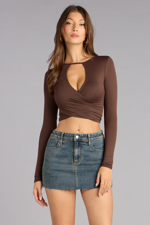 Wrapped Cutie Long Sleeve Crop Top | Windsor Stores