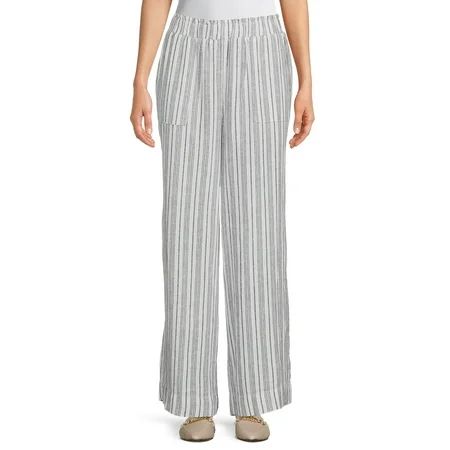 Time and Tru Women s Full Length Linen Pants | Walmart (US)