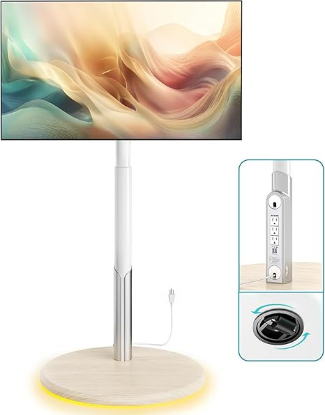 LLDEPLL Floor Mobile TV Stand with Power Outlet, Rolling TV Cart for 27-65 Inch OLED LED Monitors... | Amazon (US)