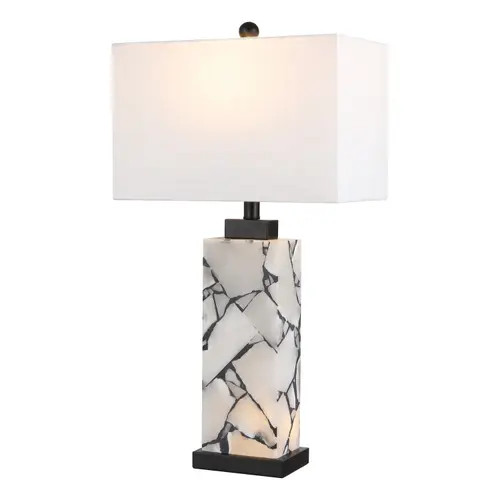 JONATHAN Y Elizabeth 27.5" Contemporary Coastal Alabaster LED Table Lamp in White/black at Nordstrom | Nordstrom