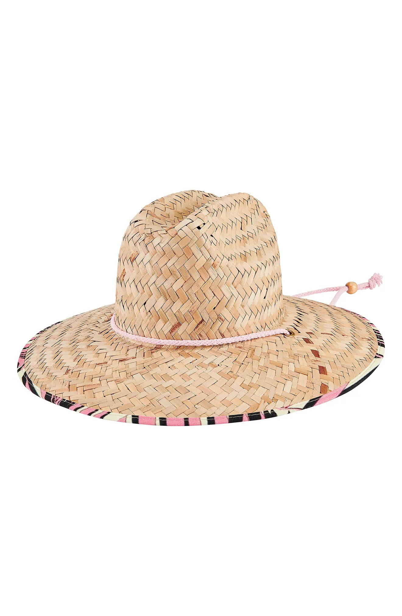 Women's San Diego Hat Floral Lined Straw Lifeguard Hat - Green | Nordstrom