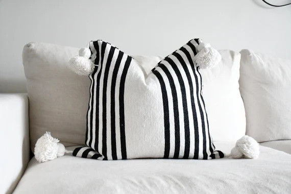 Moroccan pom Pom Black and White Pin - Etsy | Etsy (US)