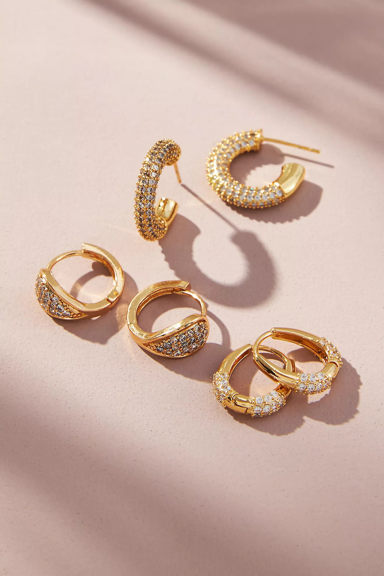 Set of Three Vintage Huggie Earrings | Anthropologie (US)