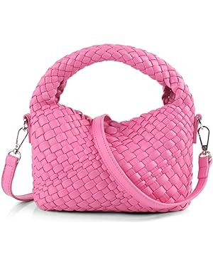 Women Woven Tote Small Crossbody Bag, Weave Quilted Purse Square Shoulder Bag Woven Handbag with ... | Amazon (US)