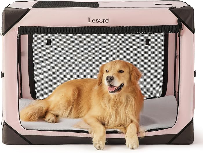 Lesure Collapsible Dog Crate - Portable Travel Kennel for Extra Large Dog, 4-Door Pet Crate with ... | Amazon (US)