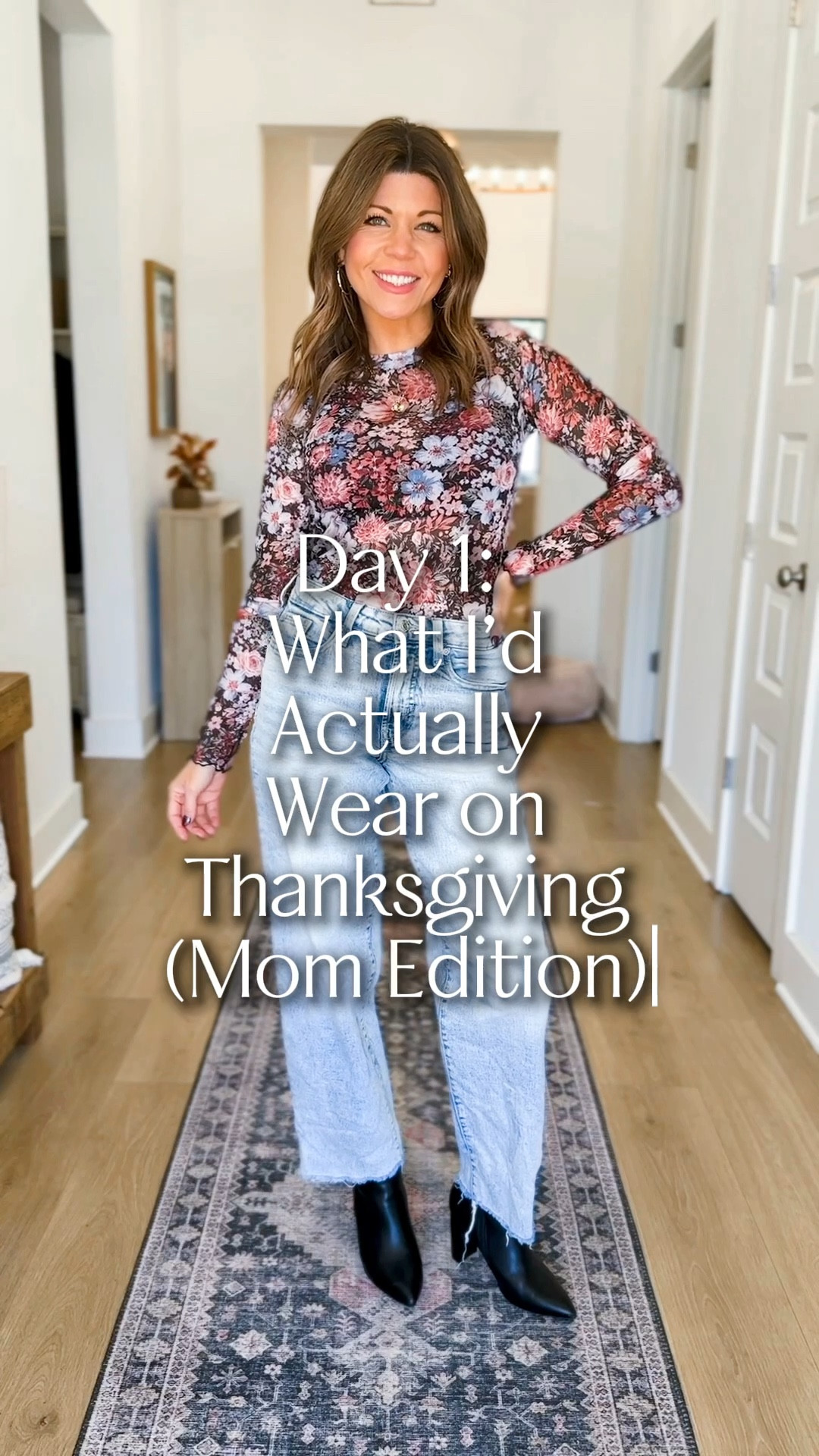 Day 1 of 10 — Thanksgiving Outfit Inspo for Moms 🍂
Starting the series with a look that’s all about comfort AND style! Relaxed fit jeans + boots that mix fashionable yet comfy + a cute fall floral sheer top = the perfect elevated casual look. 🤎 #ThanksgivingStyle #MomLifeFashion #ComfyAndCute #FallOutfitInspo #MomOOTD #HolidayFashion #Thankgivingoutfitinspo

#LTKSeasonal #LTKStyleTip #LTKPetite