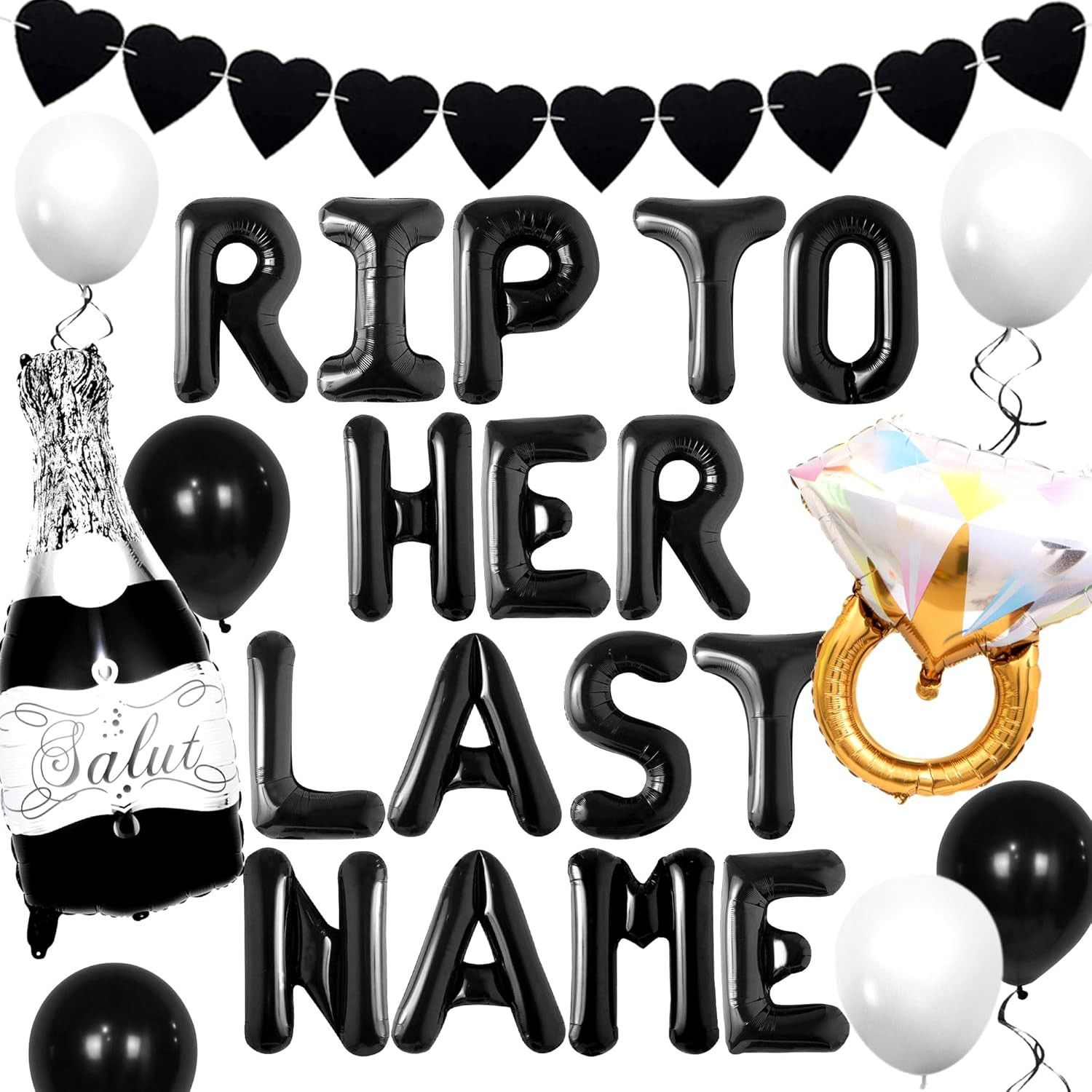 LaVenty Rip To Her Last Name Decoration Rip Single Life Bachelorette Party Decoration Gothic Bach... | Amazon (US)