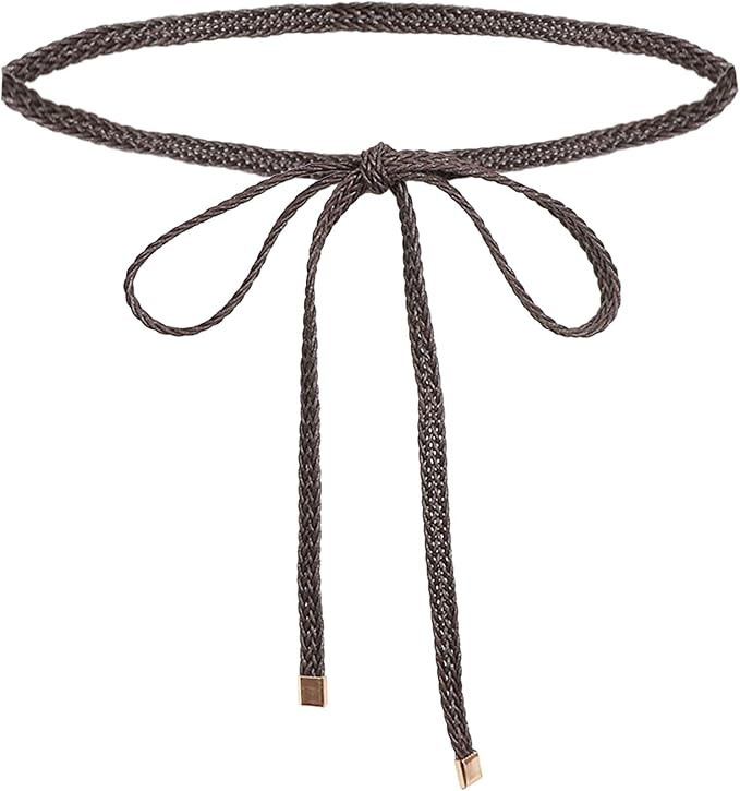 NIDMIDO Women Fashion Thin PU Leather Braid Skinny Belt, Woven Waist Belt Decorative Dress Belt f... | Amazon (US)