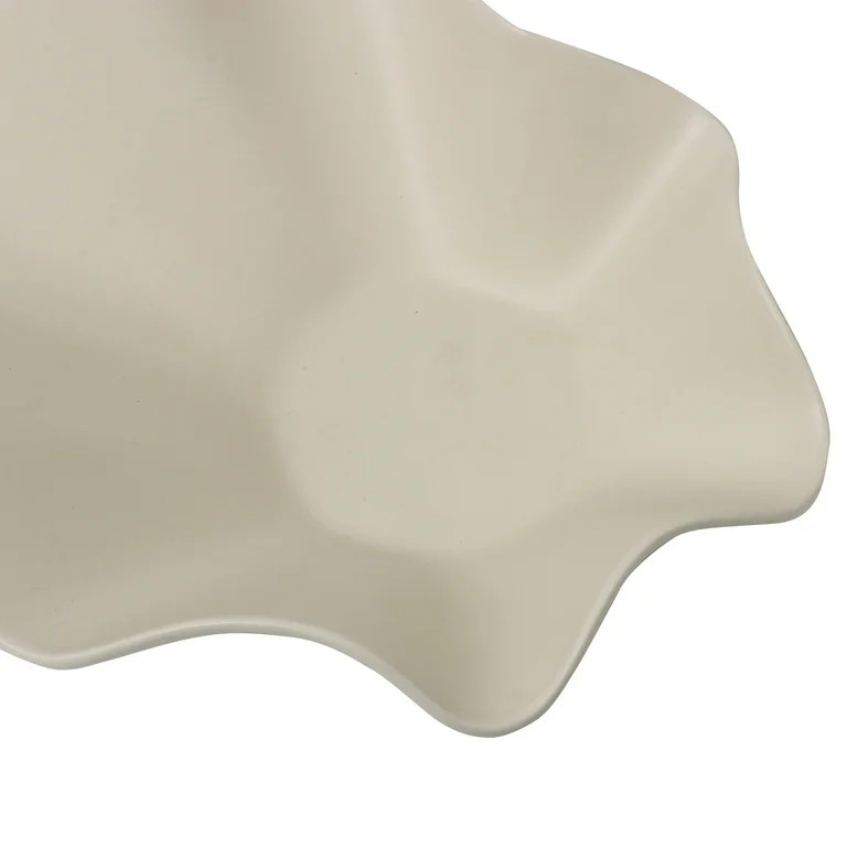 Home Decor Collection Ruffle Shaped Off-White Ceramic Indoor Tabletop Decorative Bowl | Walmart (US)