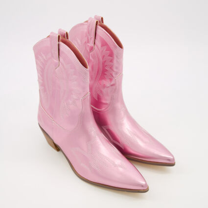 Pink Leon Metallic Cowboy Boots | TK Maxx