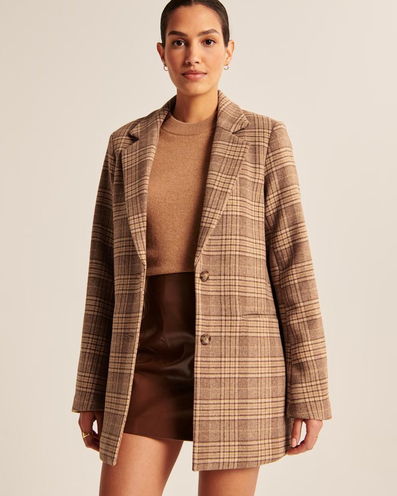 Women's Wool-Blend Blazer Coat | Women's | Abercrombie.com | Abercrombie & Fitch (US)