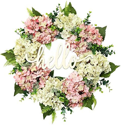 POETIC WREATH Spring Wreath Front Door Wreath 20 Inch Hydrangea Wreath Farmhouse Wreath Outdoor W... | Amazon (US)
