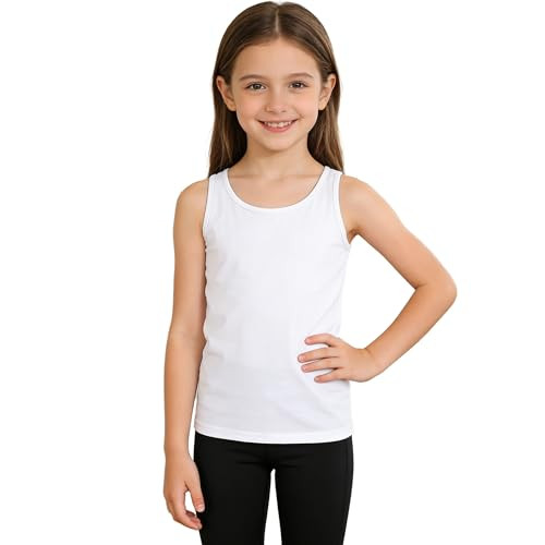 Girls Tank Tops Racerback Cami Undershirts Kids Sleeveless Cotton Athletic Dance Top Shirts 5-12 ... | Amazon (US)