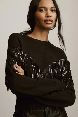 By Anthropologie Sequin Fringe Pullover Sweater | Anthropologie (US)