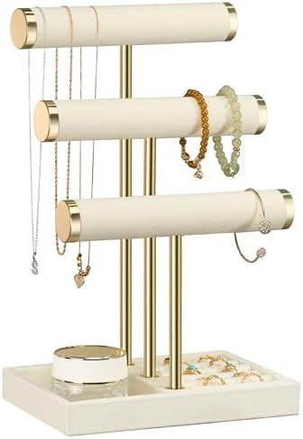3 Tier Bracelet Holder Display - Detachable T Bar Beige Velvet Bracelet Holder, Jewelry Holder Or... | Amazon (US)