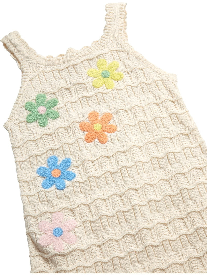 Jessica Simpson Girls' Crochet Dress with Floral Applique, Sizes 4-16 | Walmart (US)