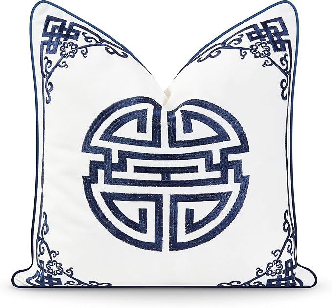 Hofdeco Premium Coastal Hampton Style Patio Indoor Outdoor Throw Pillow Cover Only, 18"x18" Water... | Amazon (US)