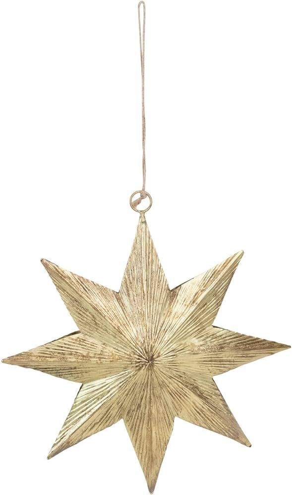 Creative Co-Op Embossed Metal Two-Sided Star Ornament, Antique Brass Finish | Amazon (US)
