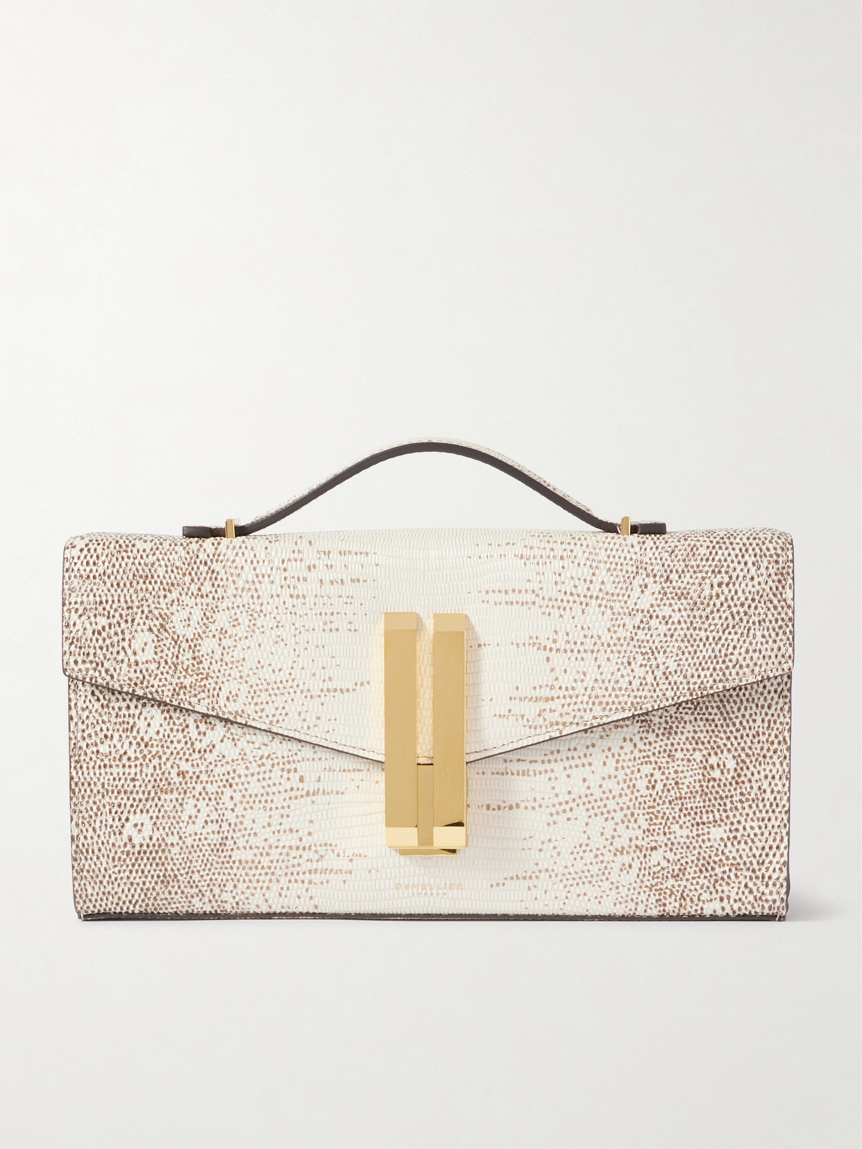 DeMellier - The Vancouver Lizard-effect Leather Clutch - Off-white | NET-A-PORTER (US)