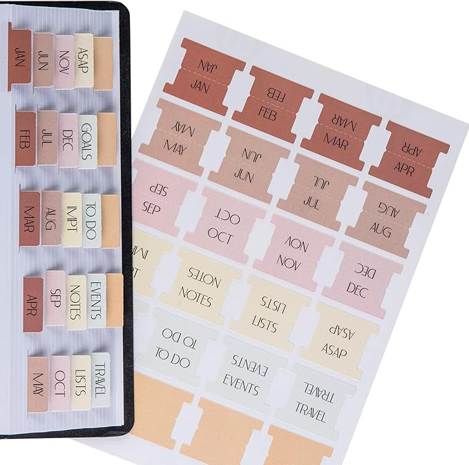 DiverseBee Laminated Planner Monthly Tabs, 24 Peel and Stick Tabs for Notebooks (12 Month Tabs an... | Amazon (US)