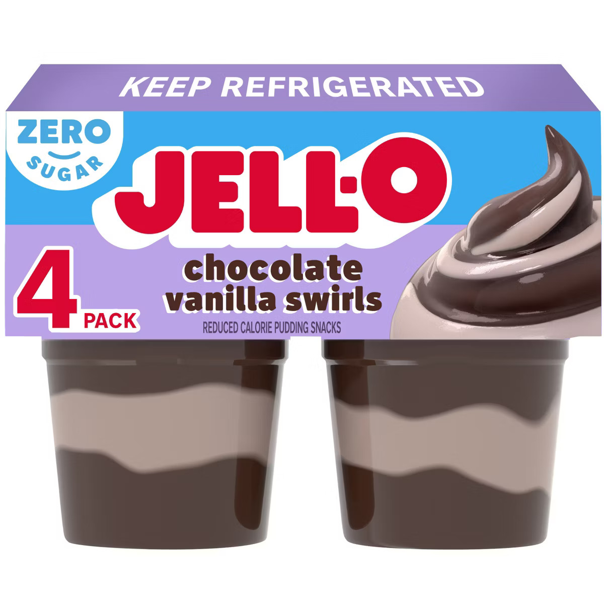 Jell-O Chocolate Vanilla Swirls Sugar Free Pudding Cups Snack - 14.5oz/4ct | Target