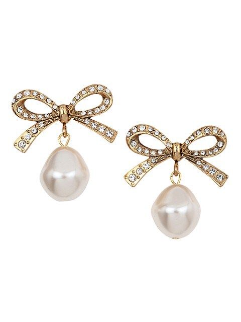 Noelle Goldtone Crystal & Freshwater Pearl Drop Earrings | Saks Fifth Avenue