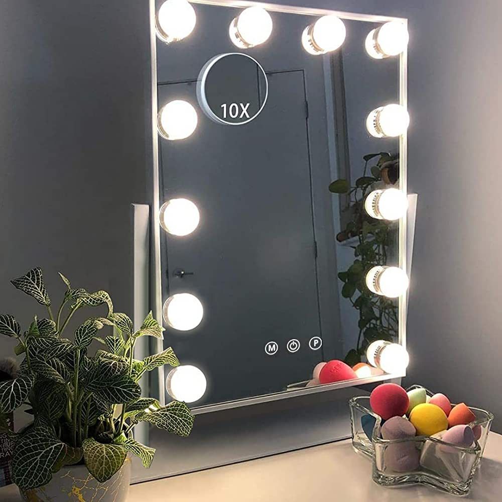 Hansong Vanity Mirror with Lights Makeup Mirror with Lights 12 Dimmable Bulbs Hollywood Lighted M... | Amazon (US)