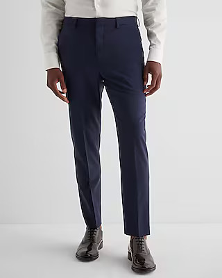Extra Slim Solid Navy Wool-Blend Modern Tech Suit Pant | Express