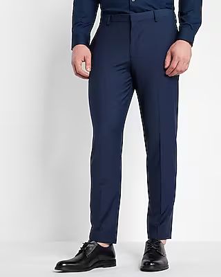 Extra Slim Solid Navy Wool-blend Modern Tech Suit Pant | Express