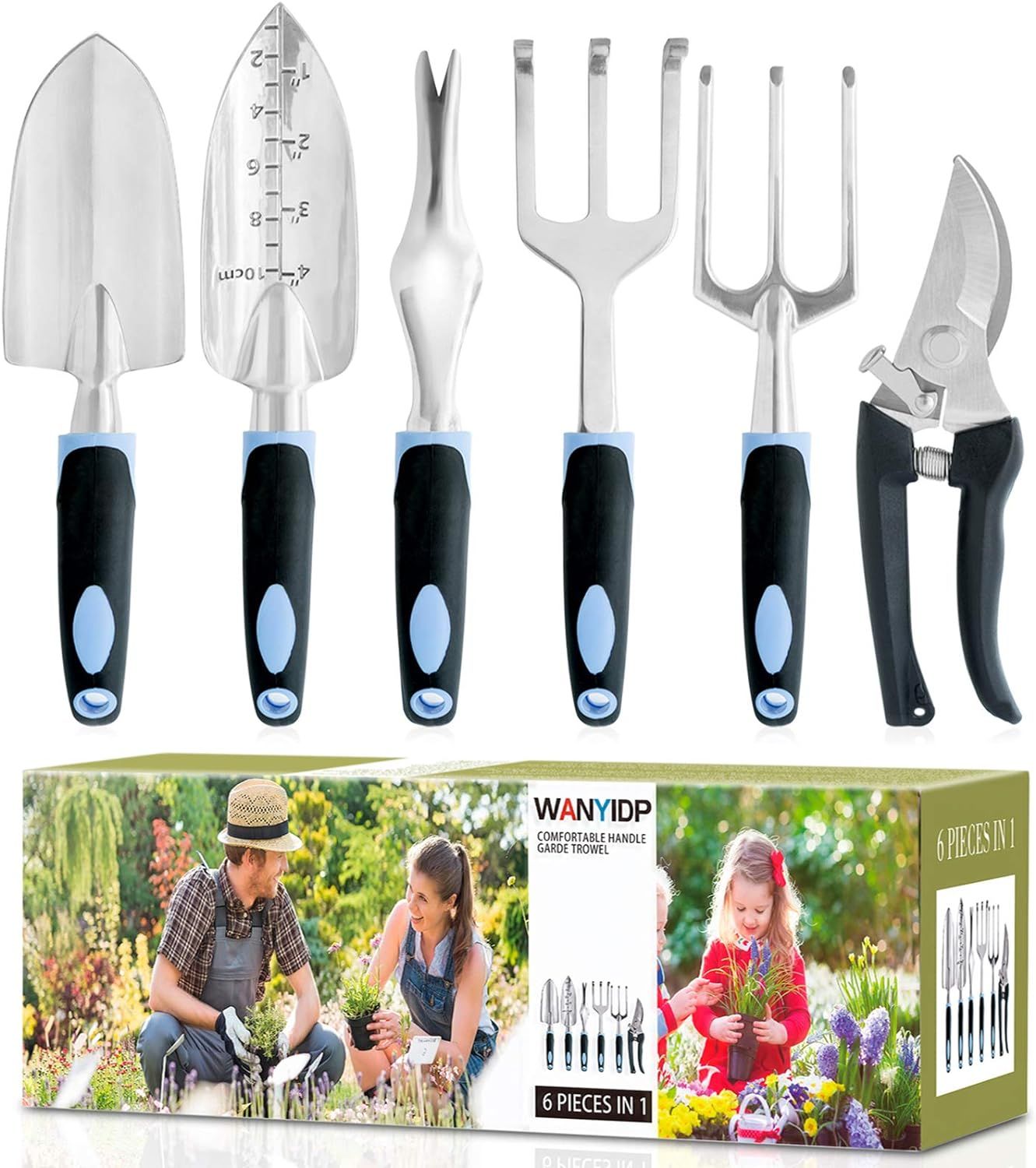 Garden Tools Set, 6-Piece Aluminum Lightweight Gardening Tools with Soft Rubber Anti-Skid Ergonom... | Amazon (US)