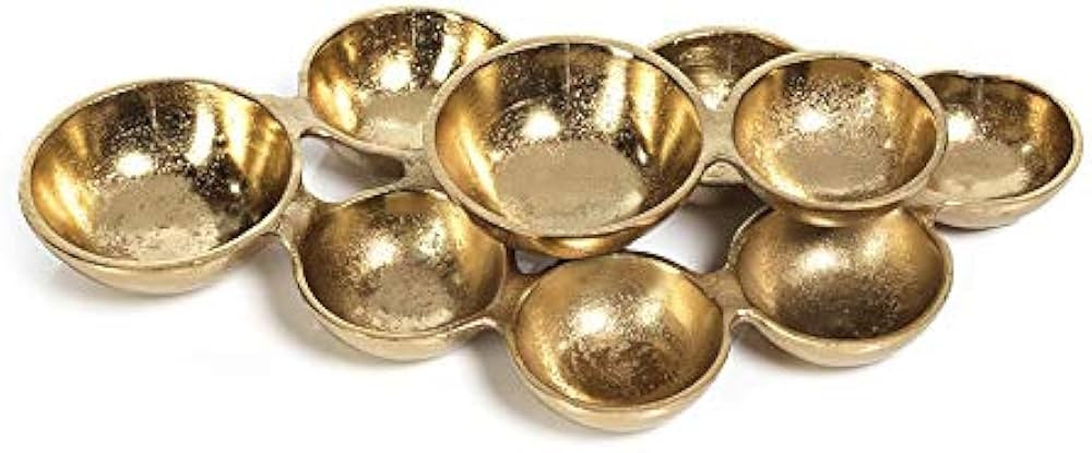 Zodax Cluster of 9 Round Serving Bowls Nickel Base Small 10 inches x 8 inches x 2.5 inches Gold | Amazon (US)