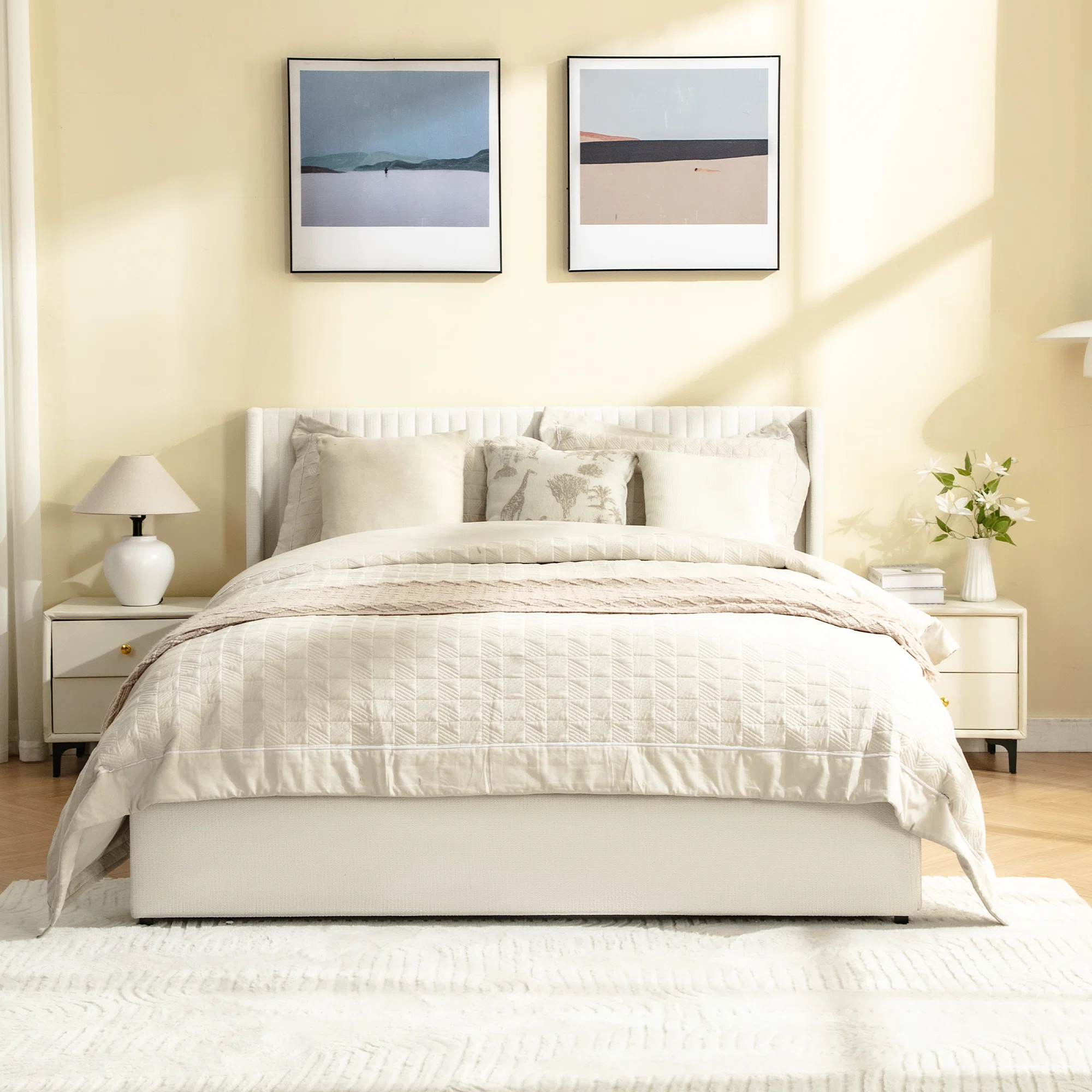 Platform Drawer Storage Bed with Wingback Headboard | Wayfair North America