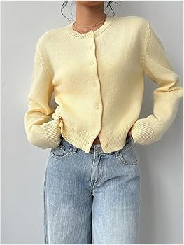 SOLY HUX Women's Button Down Cropped Lightweight Cardigan Sweater Cute Fall Fashion 2026 | Amazon (US)