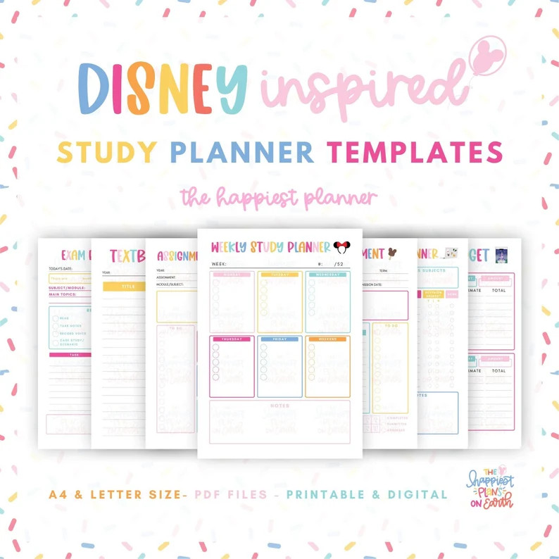 Study Planner Printable Templates Digital Student Planner Disneyparks Disneyland Disneyworld 30+ ... | Etsy (US)