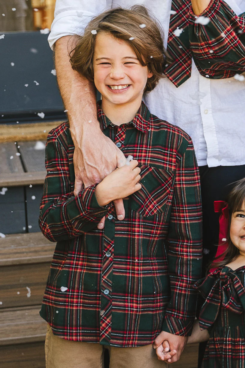 Margo Boys Shirt in Green Plaid | Ivy City Co