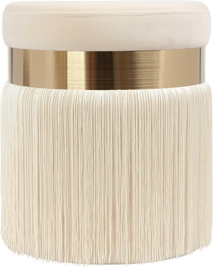Tov Furniture Melody Tasseled Ottoman (Cream) | Amazon (US)