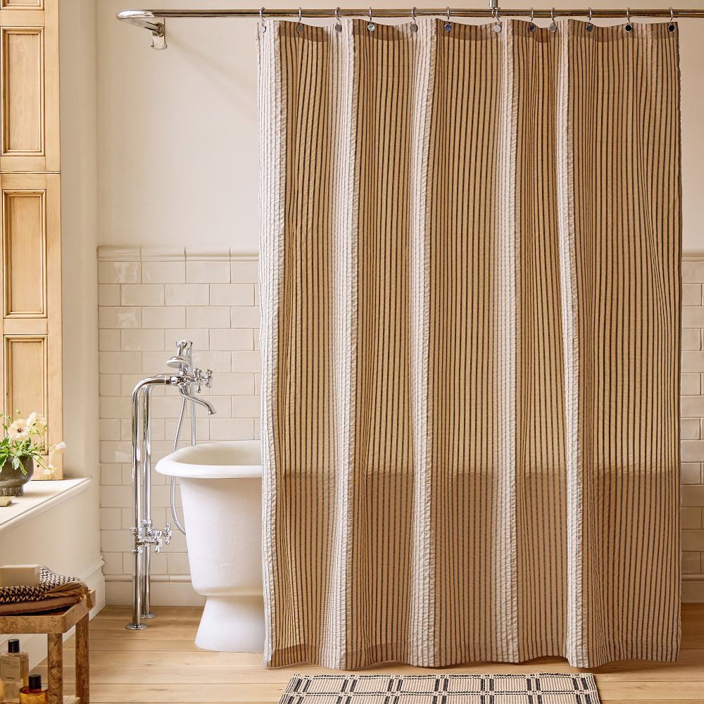 Pierce & Ward Woven Dash Stripe Shower Curtain | West Elm (US)