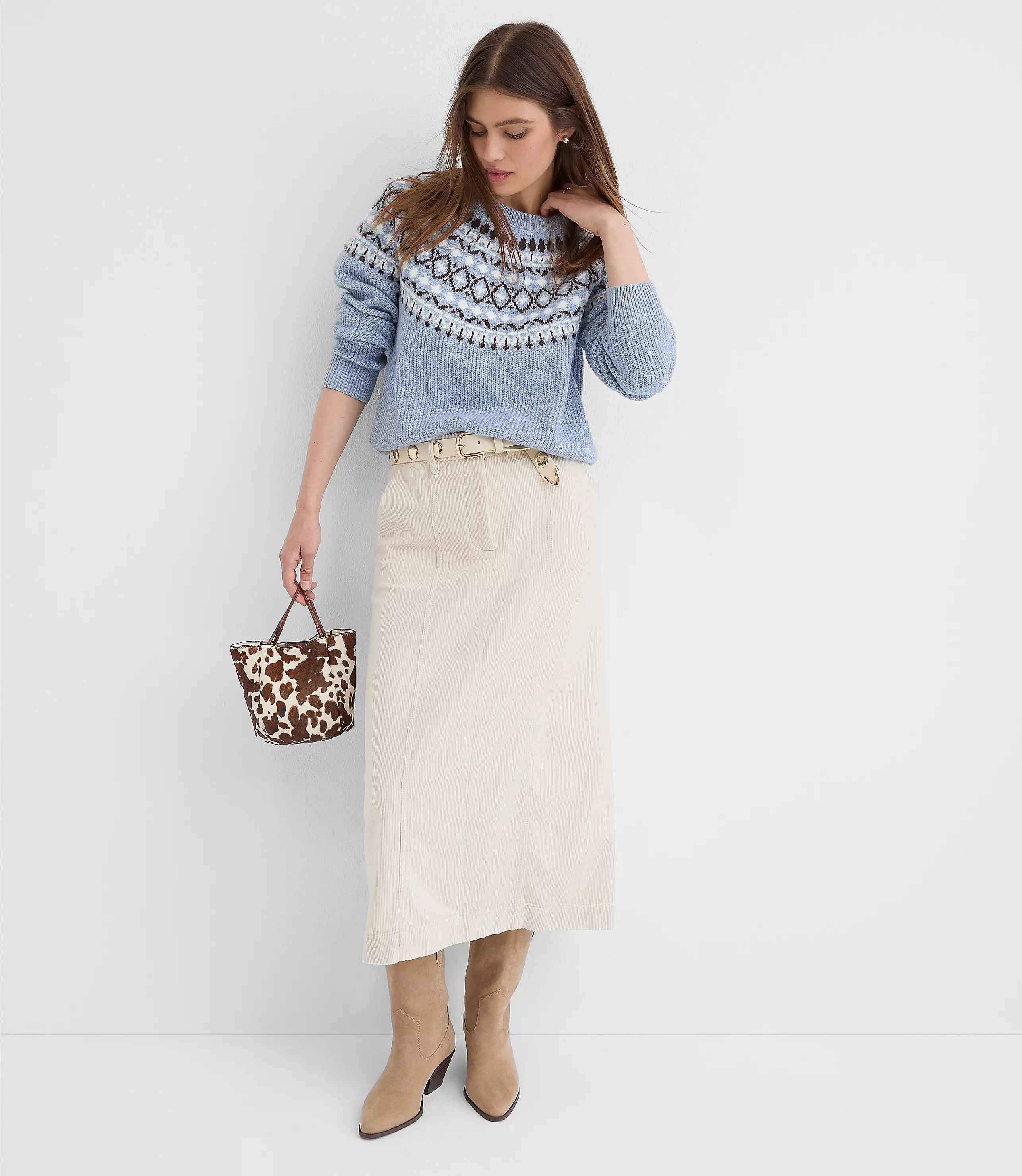 Pintucked Corduroy Midi Pocket Skirt | LOFT