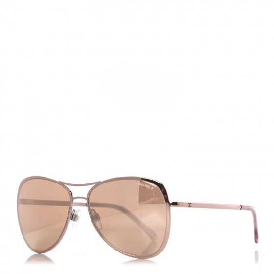 CHANEL 18K Pilot Summer Sunglasses 4223 Pink Gold | Fashionphile