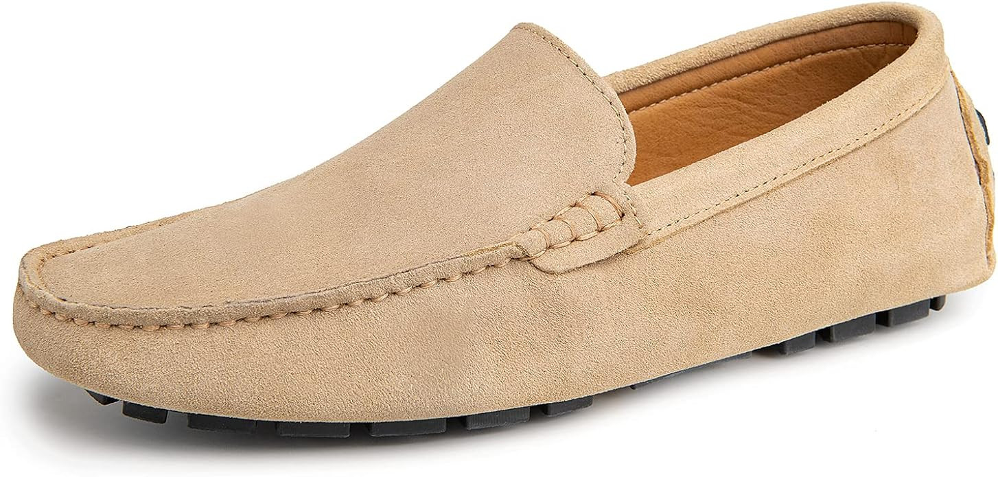 Go Tour Mens Handmade Suede Leather Casual Loafers Shoes | Amazon (US)