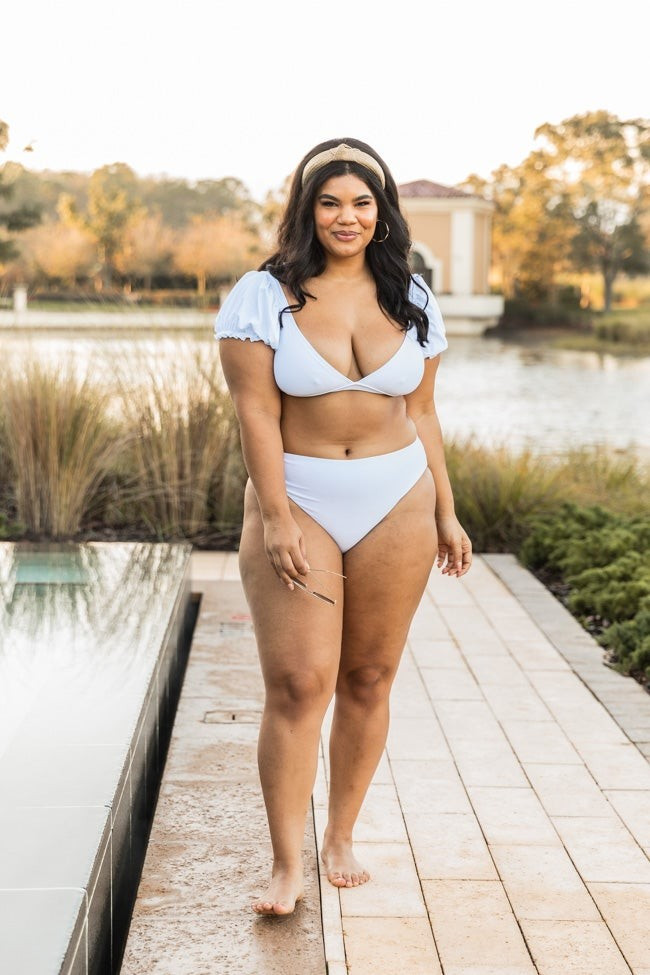 Go With The Flow White High Waisted Bikini Bottom | The Pink Lily Boutique