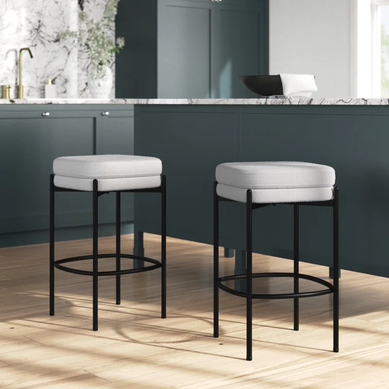 Breayna Upholstered Counter Stool with Metal Frame | Wayfair North America
