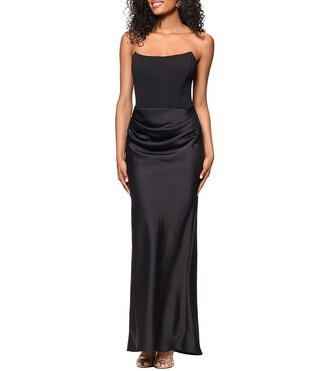 Betsy Adam Sequin Strapless Sleeveless Draped Waist Mermaid Dress - 14 | Dillard's