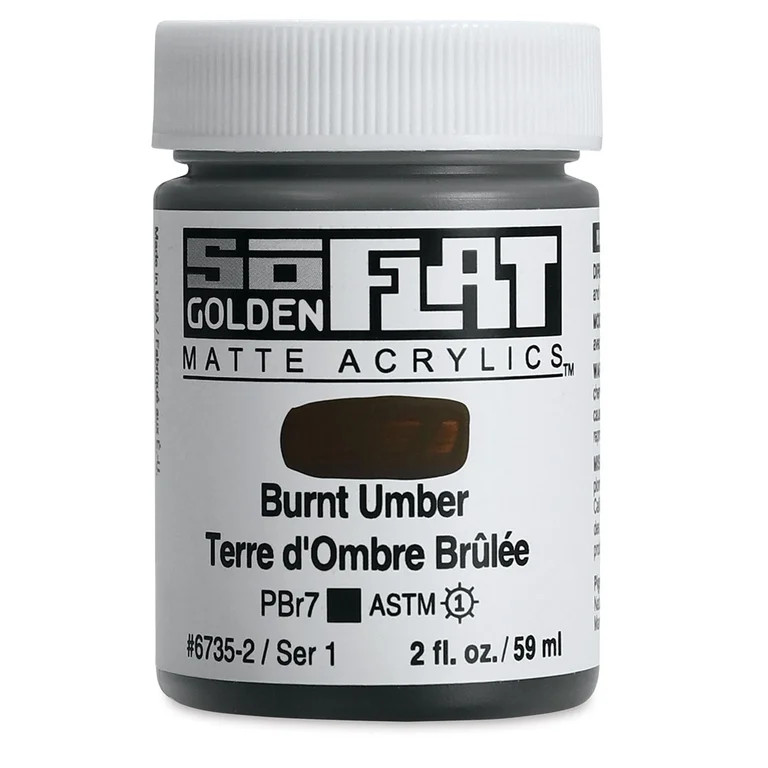Golden SoFlat Matte Acrylic Paint - Burnt Umber, 59 ml, Jar | Walmart (US)
