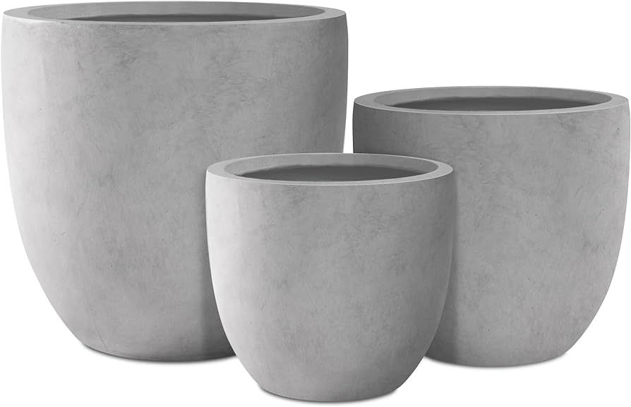 Kante 20", 16.5" and 13.3" D Round Natural Finish Concrete Modern Planters (Set of 3), Outdoor In... | Amazon (US)