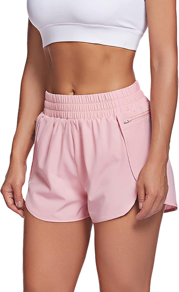 LaLaLa Womens Workout Shorts with Zip Pocket Quick-Dry Athletic Shorts Sports Elastic Waist Runni... | Amazon (US)