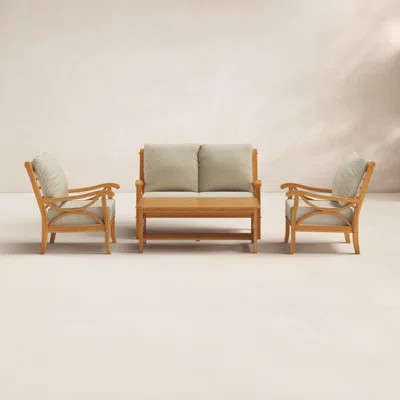 Brunswick 4-Person Teak Outdoor Seating Group With Cushions | Wayfair North America