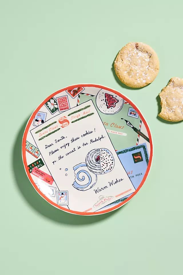 George & Viv Dear Santa Dessert Plate | Anthropologie (US)
